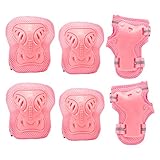 PAMASE Knee Elbow Wrist Protective Pads for Kids - Sports Safety Pads Set for Rollerblade, Cycling, Skateboard- Pink S