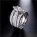 MABELLA Trio Sterling Silver Cubic Zirconia CZ Marquise Wedding Ring Set Anniversary for Women