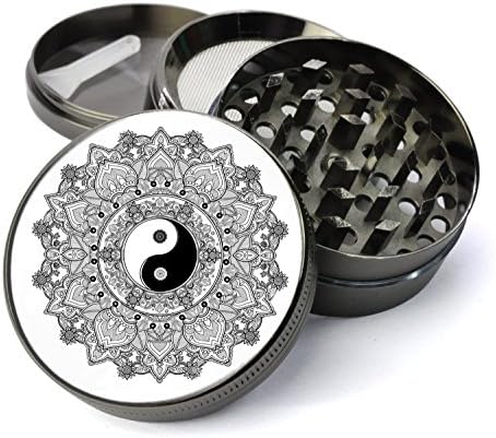 Expression Gifts Grinder_82 5 Piece Yin Yang Mandala Spice Tobacco Herb Grinder with Pollen/Keef Catcher, X-Large