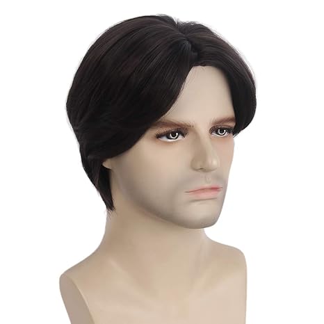 Dark Brown 4 Stfantasy Mens Wig Dark Brown Short Straight Middle