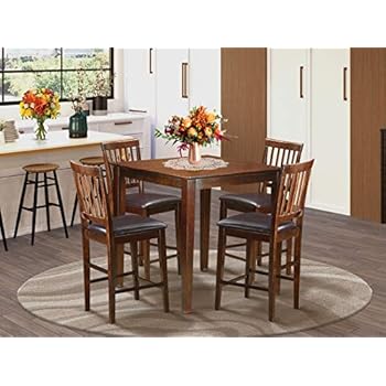 VERN5-MAH-LC 5 Pc Counter height Table-Square gathering Table and 4 Stools