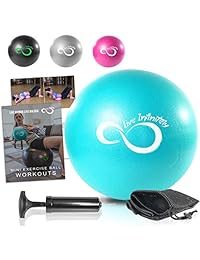 Bomba de mano y bola de pilates de 9 pulgadas   Mini bola antiestallidos y libro electrónico de entrenamiento digital incluido para yoga, ejercicio, equilibrio y entrenamiento de estabilidad   Viene con bolsa de transporte de malla y válvula de sellado au