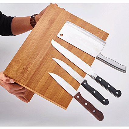 QIKEBamboo Magnetic Knife Block Stand Holder Strong magnetic Compatible with all size knife