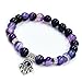 Energy Stone Mala Bracelets - Hand of Fatima (Hansa) Bracelets - Purple Stone Bracelet