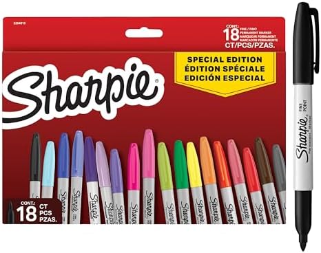 Conjunto de marcadores permanentes sharpie | cores sortidas de edição limitada | dica fina | 18 marcadores | conjunto de volta às aulas