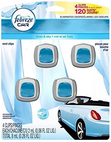 Febreze Car Vent Clips 4-pack Assorted Scents (Linen & Sky)