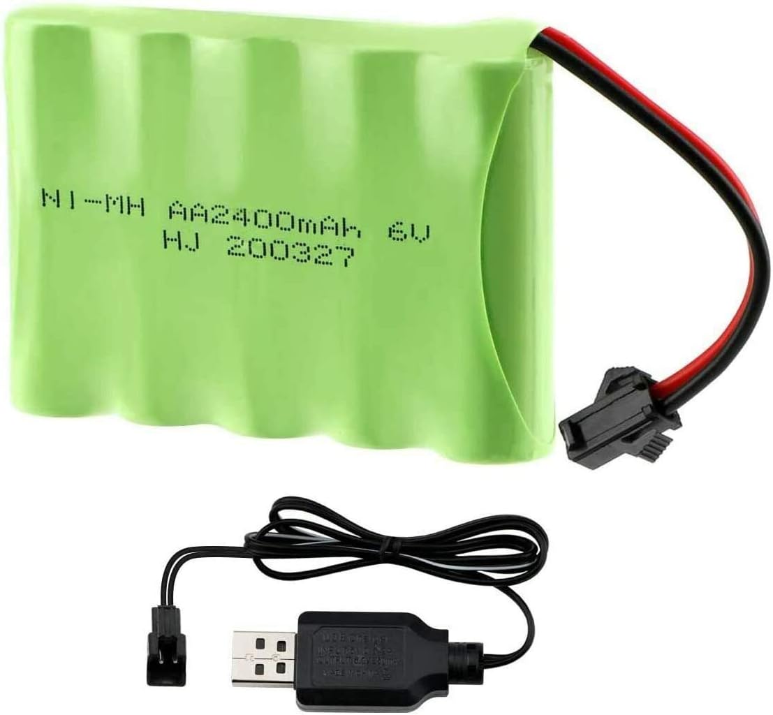 Yangers rechargeable NI-MH 5S AA battery pack 6V 2400mAh SM 2P 2 pin plug female connector with USB charger for RC car off road truck jumper Vehicle Drift Monster Toys