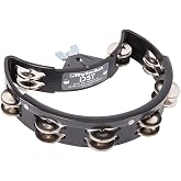 RhythmTech DST10 Drum Set Tambourine Nickel Jingles, Black | Hi-hat mountable; Quick-release wing screw