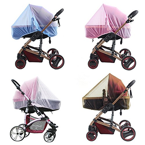 Baby Stroller Mosquito Net, Insect Netting For Pram, Buggy, Infant Carriers, Car Seats, Cradles, Cribs, Bassinets, Playpens, Portable & Durable Strollers Full Mesh Cover (Coffee) - Thumbnail 3