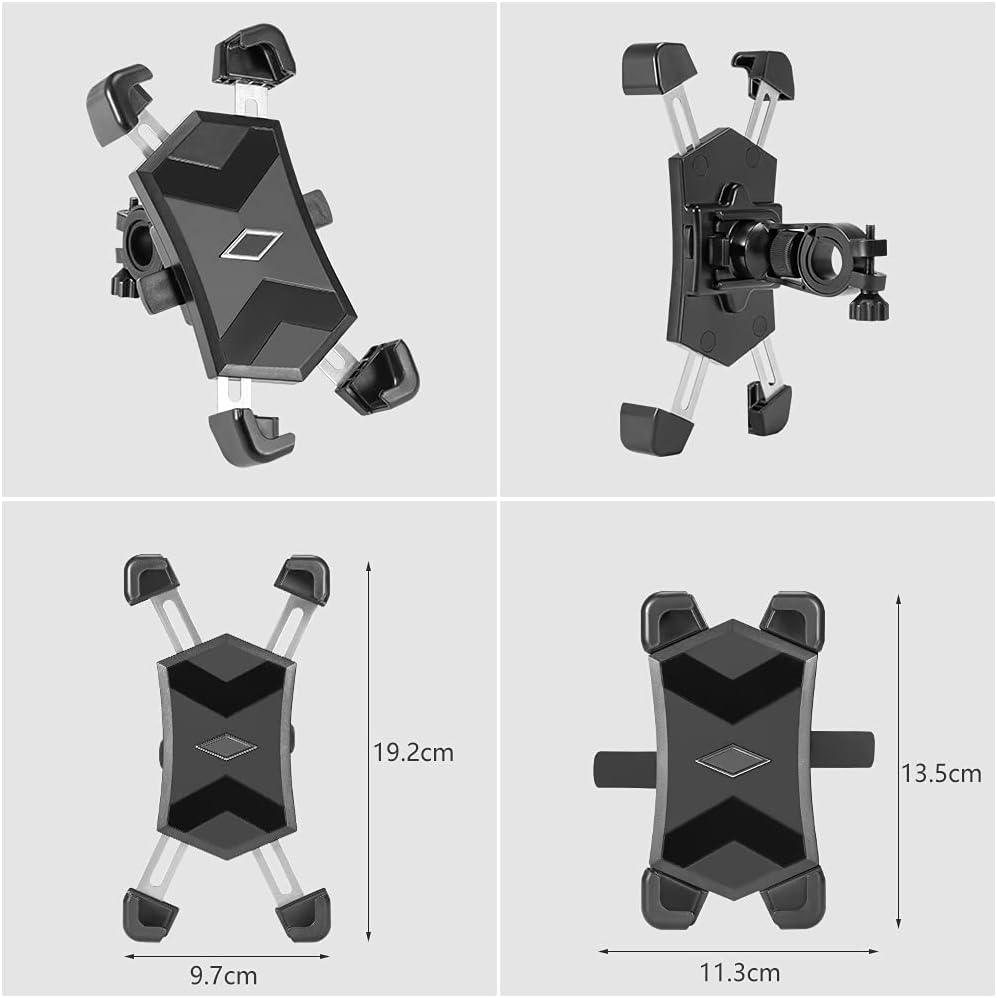 Bike Phone Mount -Motorcycle Phone Mount，360° Rotation Adjustable Bike Holder for iPhone 12 Pro Max, Galaxy S10 and 4.5"- 7.2" Cellphone