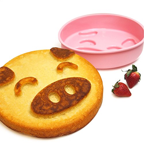 INNOKA Pig Shape Silicone Cake Mold [ Large 9"] Non-Stick Piggy Cute Chocolate Food Grade Moulds Tray Candy Cookie Cake Topper Jelly Baking Ice Mold