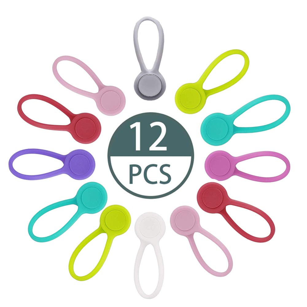 Integrity.1 Magnetic Cable Clips, 12 Pieces Magnetic Cable Winders,Magnetic Twist Ties for Fastening Cable,for Headphone, USB Cable,Home Kitchen and School Use(8 Color)