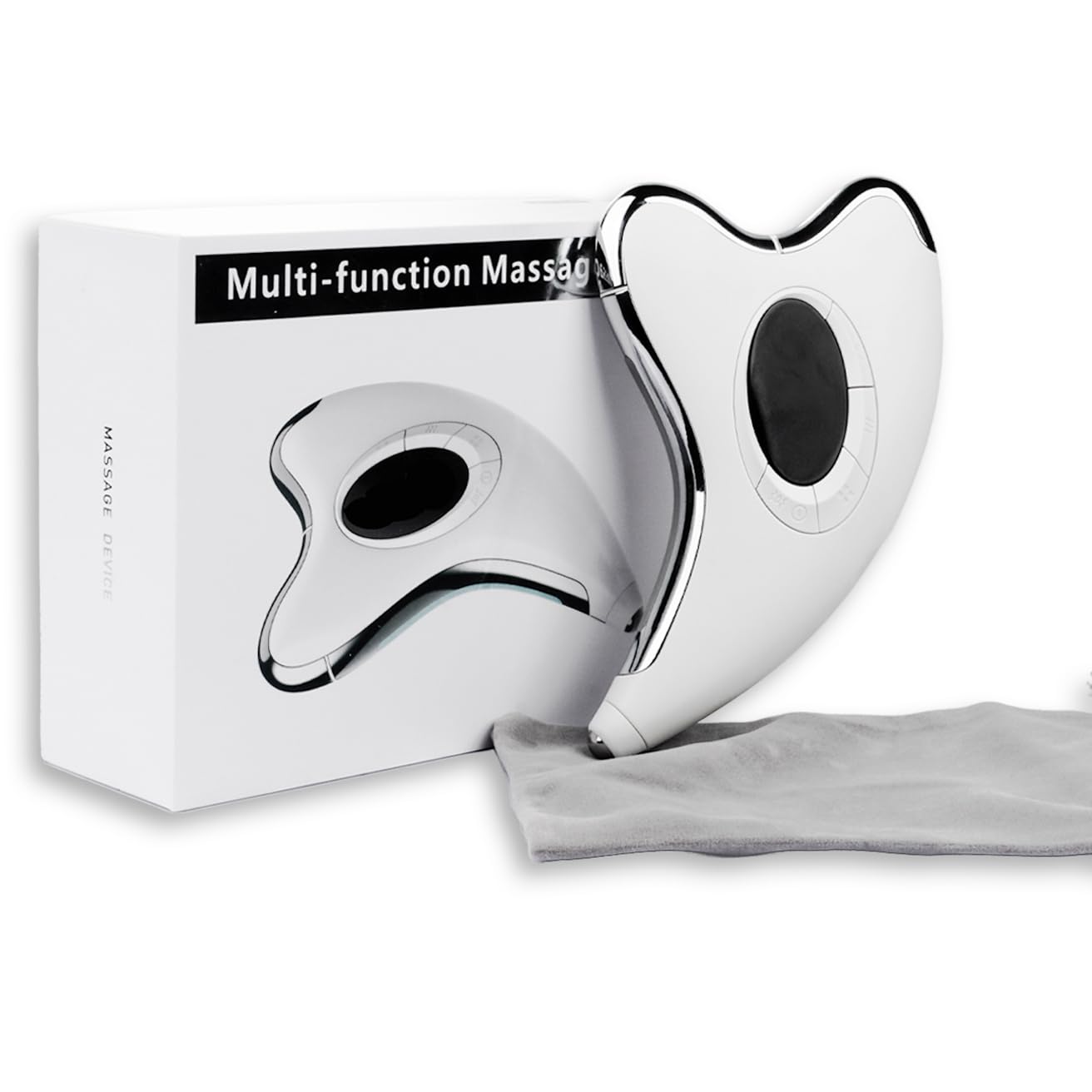 Photo 1 of Radthary Electric Metal Gua Sha Facial Tool, Face and Neck Massager Beauty 3-in-1 Triple Action Light, Thermal, and 113°F Heating Vibration for Multi Skin Care (White)