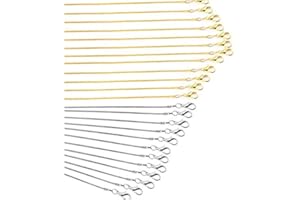 Forise 24 Pcs Gold Plated and Silver Plated 1.2 mm Snake Chains Necklace with Lobster Clasps for Jewelry Making,18 Inch and 20 Inch
