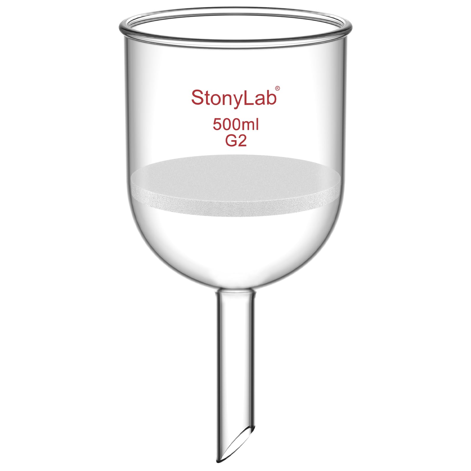 StonyLab Borosilicate Glass Buchner Filtering Funnel with Medium Frit(G2), 94mm Inner Diameter, 100mm Depth (500 mL)