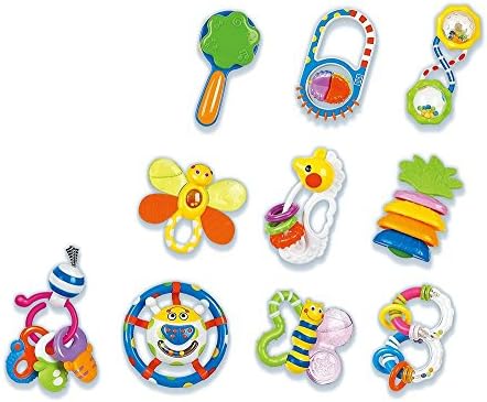 MOLITONG 10 Pieces Fun Baby Toddler Rattle and Teether Toy Set