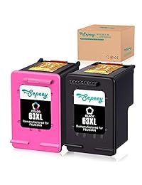 Sepeey Remanufactured for HP 63XL Ink Cartridges Combo Pack, 1 Black+1 Tri-Color, with Ink Level Display, Used in HP Envy 4520 4516 Officejet 4650 3830 3831 4655 Deskjet 2130 2132 1112 3630 3633 3634