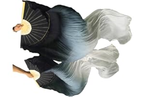FIBAMA Belly Dance Artificial Silk Fan Veils 1 Pair(Left+Right) Long Fans Dance Performance Accessories