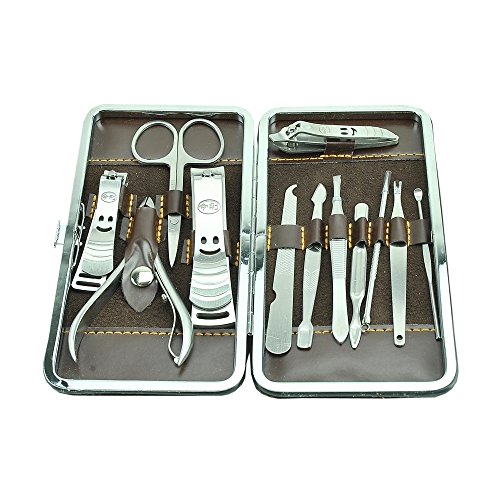 Easy To Clean Nail Care Manicure Pedicure Scissors Remover Nail Clipper Earpick Grooming Kits Tool 12PCS (Color : Black, Size : 1582.5cm) - Thumbnail 5