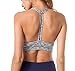 QUEENIEKE Women's Light Support Double-T Back Wirefree Pad Yoga Sports Bra Size M Color Light Grey Space Dye