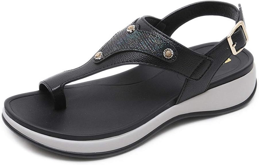 Amazon.com | MeeMgic Women's Strap Flat Sandals Shoes Summer Ring Toe Ankle T Strap Thong Shoes 