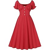 Wellwits Women's Off Shoulder Smocked Cocktail Summer Resort Vintage Dress
