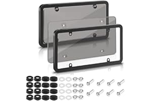 JINLONYU 2pcs License Plate Protector License Plate Covers, License Plate Covers License Plate Frames with Screw Caps Cover Kit blackA