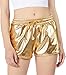 POSHDIVAH Metallic Shorts for Women Hot Sparkly Shiny Shorts with Elastic Drawstring