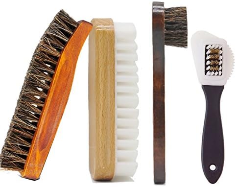 Horsehair Shoe Brush Set Multifunctional Shoe Cleaning and Shine Brush Kit for Leather Shoes, Suede and Nubuck Shoes, Car Seat or Leather Furniture