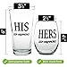His and Hers Glass Set- Sip Happens, Pint Glass, Stemless Wine Glass, Wedding and Engagement Gifts for Couples