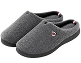 UltraIdeas Men's Cozy Warm Slip on Slip-Resistant Polar Fleece Lined Cotton Slippers House Slippers Indoor Outdoor (L /11-12 D(M) US, Grey)