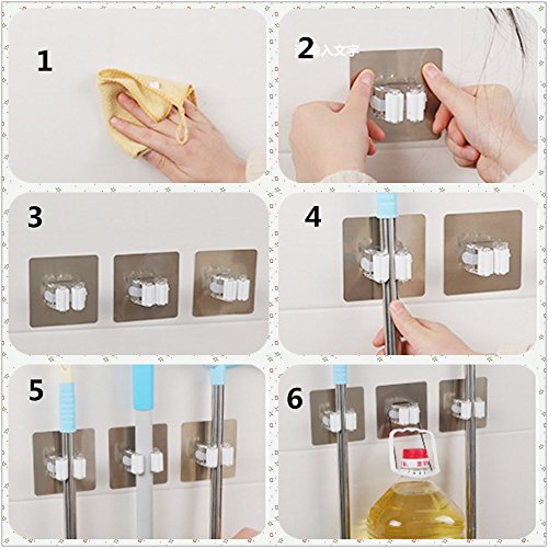 image for ONMIER 4 Pack Broom Holder Wall Mount, Broom Mop Holds Self Adhesive R