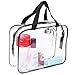 Pretty See Clear PVC Cosmetic Bags Makeup Bags Waterproof Travel Toiletry Cases Storage Bag with Zipper and Handle, Set of 3