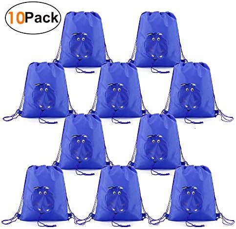 Drawstring-Backpack-Kids-String-Bags Foldable Royal Blue String Backpack Party Favors for Girls Boys 10 Pack Bulk