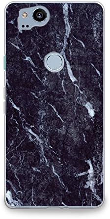 CasesByLorraine Compatible with Google Pixel 2 Case, Black Marble Print Flexible TPU Soft Gel Protective Cover for Google Pixel 2 5.0" (2017)