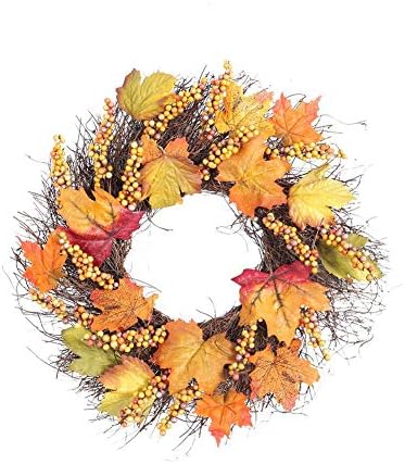 Christmas Autumn Maple Leaf Wreath for Front Door Fall Wreath Garland Window Decoration