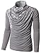 H2H Mens Unique Slim fit Fashionable Designed Shirring Long Sleeve T-shirts