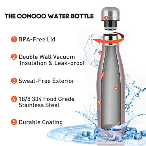 Water Bottle Stainless Steel Vacuum Insulated Double Walled Cola Shape Thermoses (Rose Gold-4)