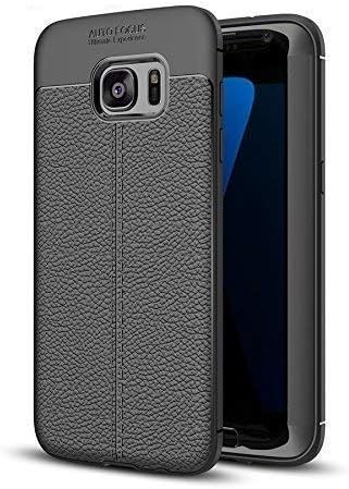 Jotech® Leather Textured Autofocus Soft Back Case Cover for Samsung Galaxy S7 Edge (Black)