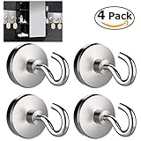 WINOMO Strong Magnetic Hooks Heavy Duty Magnetic Hooks NdFeB 22LBS Holding Force 1.25 Inch Diameter 4Pcs