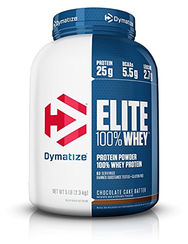 Dymatize Elite 100% Whey Protein, Chocolate Cake Batter, 5 lbs