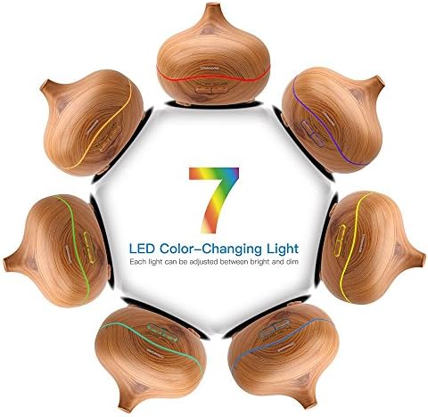Timer Setting Aroma Essential Oil Diffuser, Color-Changing Humidifier, Desktop Air Purifier with Mist Modes for Kids/Parents/Pregnant Women, Wood Grain(300ml)