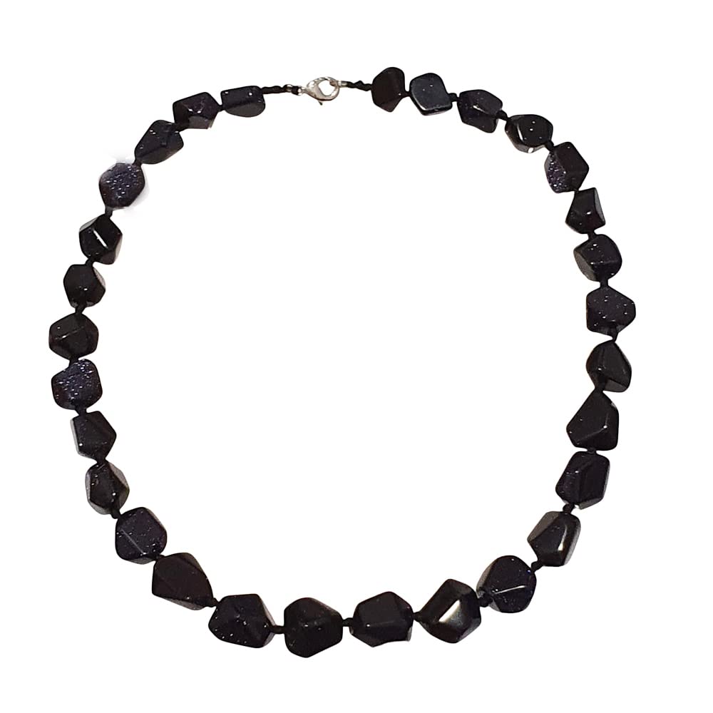 Treasure Bay Chunky Statement Natural Gemstone Beaded Necklace for Women, Women's Handmade Necklace (Blue sandstone)