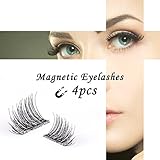 Magnetic False Eyelashes, Best Fake Lashes Extension for Natural, Ultra Thin Fiber Eye lashes Extension, No Glue Allergy,1 Pairs (4 Pieces), Natural Handmade