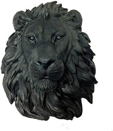 Faux Taxidermy Studio Fake Lion Head | Faux Taxidermy | Fake Resin Lion Head Mount Black, 16.5