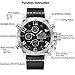 Tamlee Dual Time Multifunction Digital Analog Leather Sport Watches for Men Waterproof Army Style Silver Black