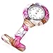 Top Plaza Women's Girls' Fashion Floral Nurse Clip-on Fob Brooch Silicone Jelly Hanging Pocket Watch, Pack of 6