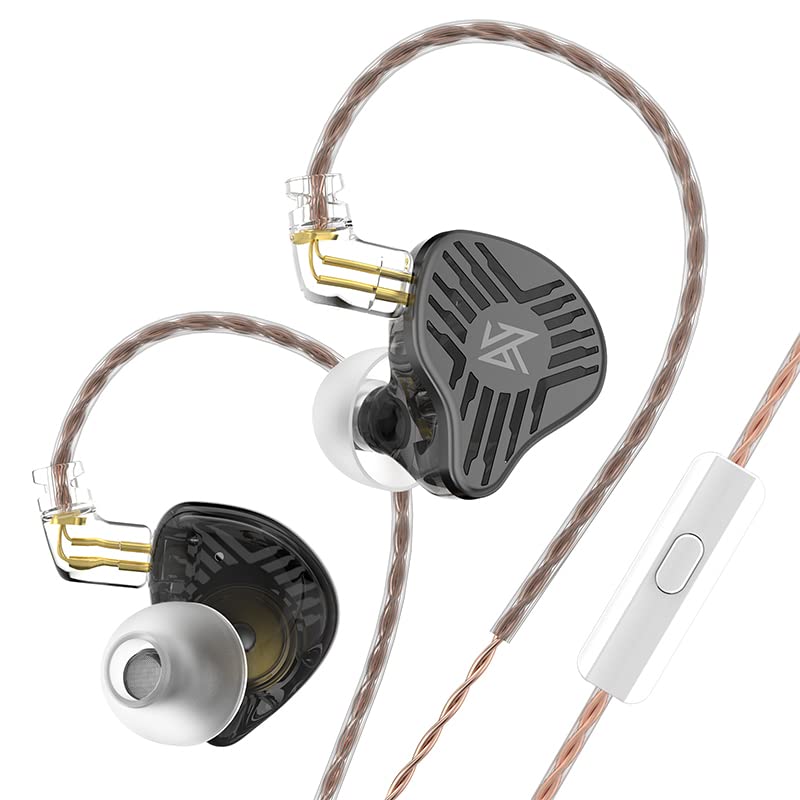 Yinyoo KZ EDS Earphones Headphones, Wired in Ear Earbuds HIFI Deep Bass Sound with 1DD New 10mm Dynamic Driver (black, with mic)
