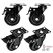 Moogiitools 5 inch Swivel Casters Moogiitools Black Polyurethane All Wheels with Brakes 1800lbs (Set of 4)
