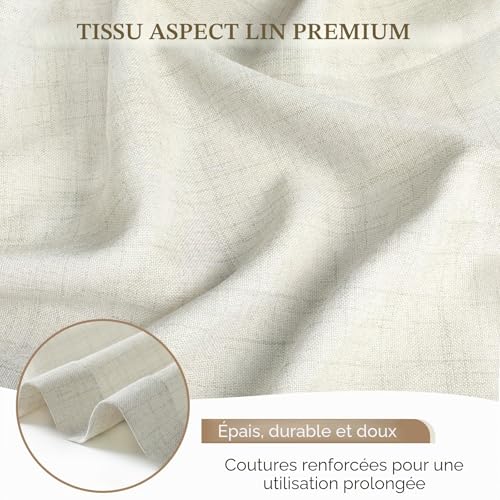 Linen Outdoor Curtain, Set of 2 Waterproof Outdoor Curtains, Outdoor Pergola Curtain with Eyelets at the Top, Blackout Outdoor Curtain for Patio, Balcony, Gazebo, Door (132 x 215 cm, Beige)